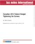 Canadian 2012 Federal Budget: Tightening the Screws
