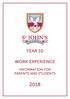 YEAR 10 WORK EXPERIENCE INFORMATION FOR PARENTS AND STUDENTS