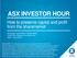 ASX INVESTOR HOUR. How to preserve capital and profit from the sharemarket