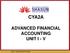 CYA2A ADVANCED FINANCIAL ACCOUNTING UNIT I - V. CYA2A Advanced Financial Accounting