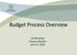 Budget Process Overview. Juli Wiseman Finance Director June 12, 2018