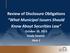 Review of Disclosure Obligations What Municipal Issuers Should Know About Securities Law. October 19, 2015 Study Session Item 1