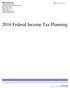 2016 Federal Income Tax Planning
