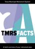 Texas Municipal Retirement System TMRSFACTS. A brief overview of your retirement plan