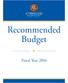 Recommended Budget Fiscal Year 2016