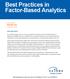 Best Practices in Factor-Based Analytics