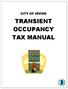 City of Irvine Transient Occupancy Tax Manual. Table of Contents