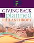 GIVING BACK with. planned PHILANTHROPY