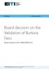 Board decision on the Validation of Burkina Faso