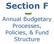 Section F. Annual Budgetary Processes, Policies, & Fund Structure
