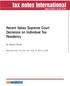 Recent Italian Supreme Court Decisions on Individual Tax Residency