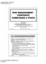 RISK MANAGEMENT - CORPORATE COMPLIANCE & ETHICS