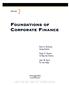 FOUNDATIONS OF CORPORATE FINANCE