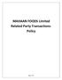 MAHAAN FOODS Limited Related Party Transactions- Policy