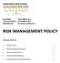 RISK MANAGEMENT POLICY