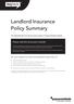 Landlord Insurance Policy Summary