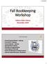 Fall Bookkeeping Workshop