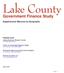 Lake County. Government Finance Study. Supplemental Material by Geography. Prepared by the Indiana Business Research Center