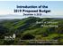 Introduction of the 2019 Proposed Budget December 4, 2018