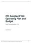 PTI Adopted FY20 Operating Plan and Budget