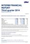 INTERIM FINANCIAL REPORT Third quarter 2014 Company Announcement No. 568