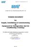 TENDER DOCUMENT. for Supply, Installation & Commissioning of Equipment for Refrigeration And Air Conditioning (Training)