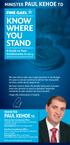 KNOW WHERE YOU STAND. Minister. A Guide to Your Entitlements in Minister Paul KEHOE TD