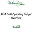 2018 Draft Operating Budget Overview