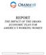 REPORT THE IMPACT OF THE OBAMA ECONOMIC PLAN FOR AMERICA S WORKING WOMEN