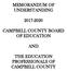 MEMORANDUM OF UNDERSTANDING CAMPBELL COUNTY BOARD OF EDUCATION AND THE EDUCATION PROFESSIONALS OF CAMPBELL COUNTY