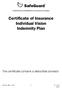 Certificate of Insurance Individual Vision Indemnity Plan
