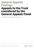 General Appeals Findings Appeals to the Trust considered by the General Appeals Panel
